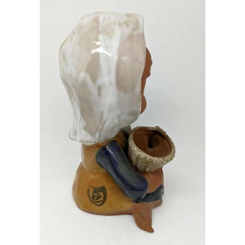 Vintage Japanese UCTCI Clay Pottery Girl Vase Figurine Redware Stoneware Art